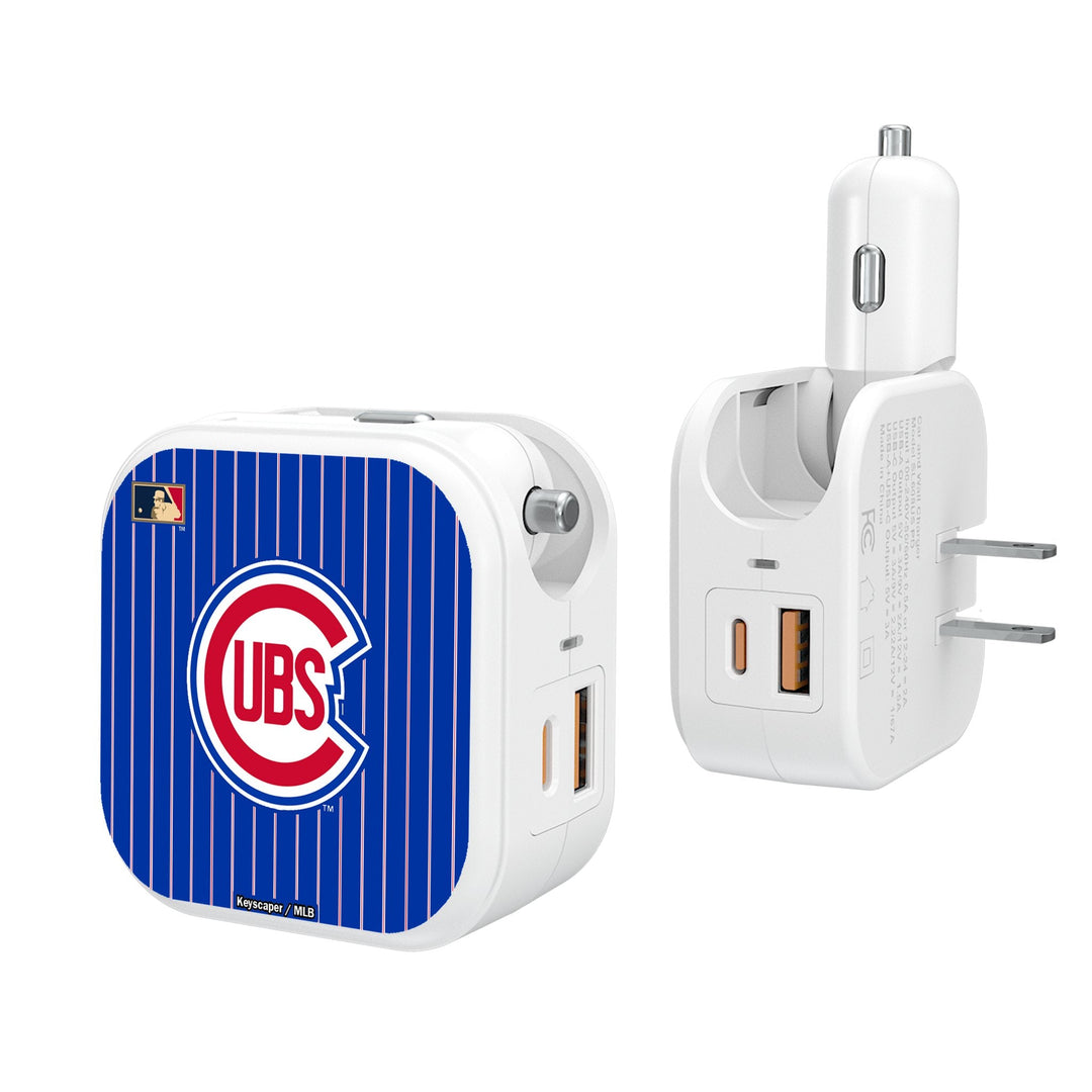 Chicago Cubs 1948-1956 - Cooperstown Collection Pinstripe 2 in 1 USB Charger Chargers and Powerbanks Keyscaper