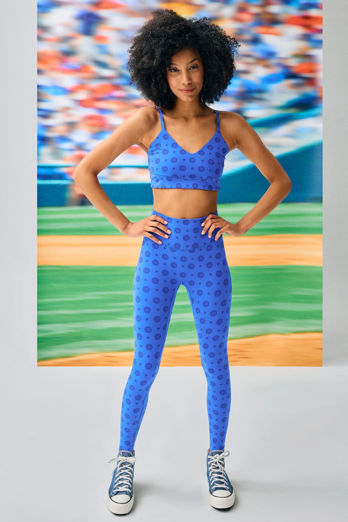 CHICAGO CUBS TEREZ WOMEN'S BULLSEYE BLUE LEGGINGS