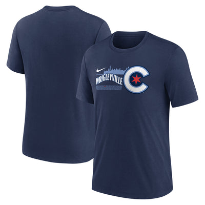 CHICAGO CUBS NIKE MEN'S CITY CONNECT WRIGLEYVILLE SKYLINE NAVY TEE