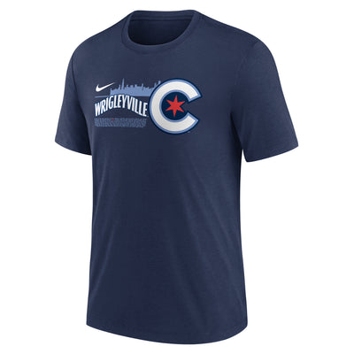 CHICAGO CUBS NIKE MEN'S CITY CONNECT WRIGLEYVILLE SKYLINE NAVY TEE