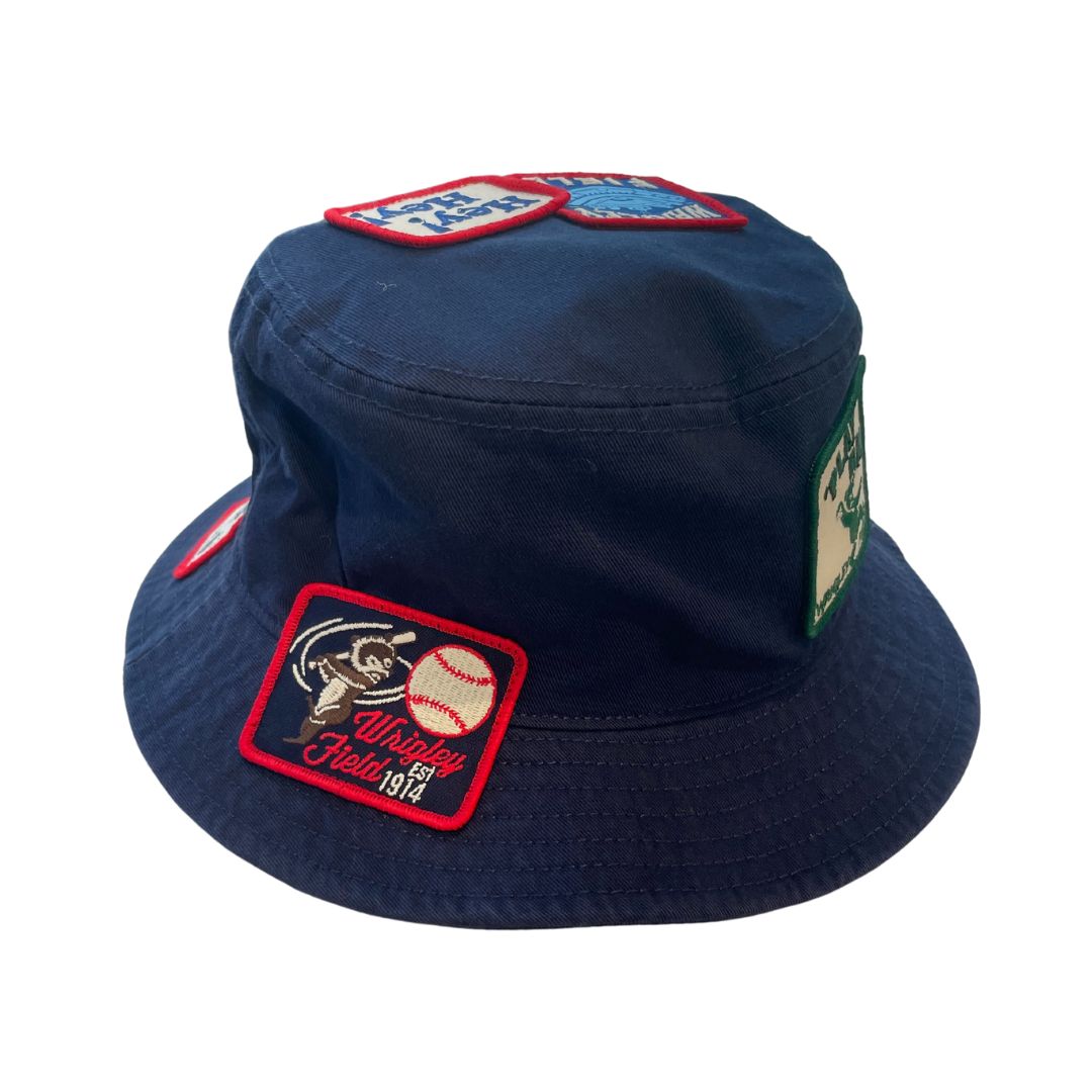 CHICAGO CUBS AMERICAN NEEDLE WRIGLEY FIELD PATCH NAVY BUCKET HAT