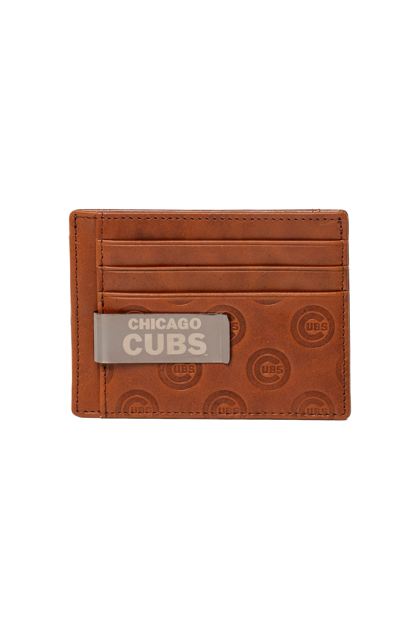 CHICAGO CUBS LUSSO C LOGO COGNAC LEATHER CARD CASE