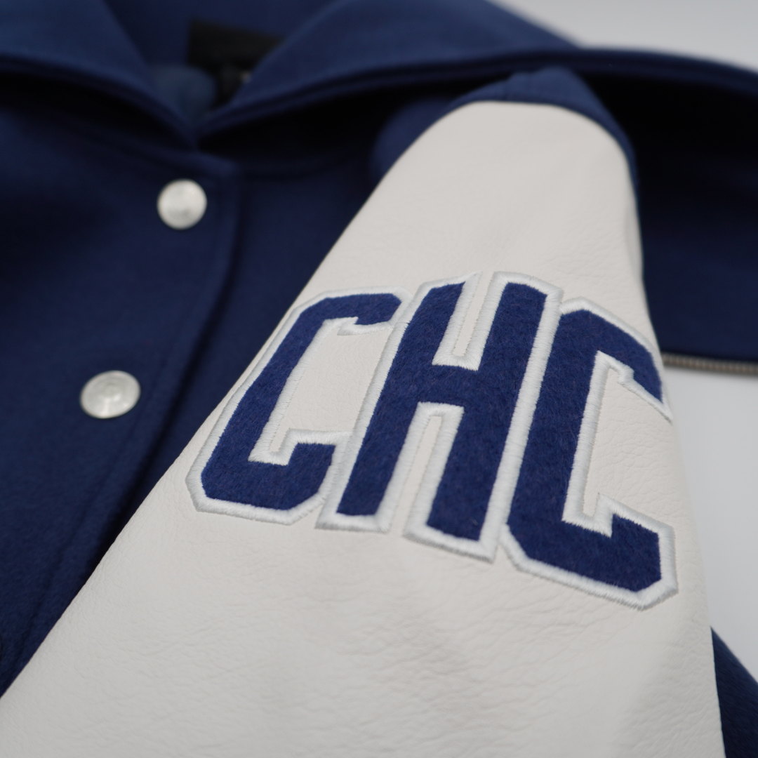 CHICAGO CUBS THE WILD COLLECTIVE WOMEN'S SAILOR VARSITY JACKET CHICAGO CUBS THE WILD COLLECTIVE WOMEN'S SAILOR VARSITY JACKET