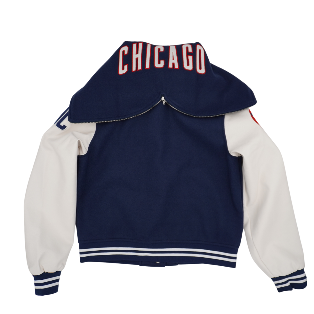 CHICAGO CUBS THE WILD COLLECTIVE WOMEN'S SAILOR VARSITY JACKET CHICAGO CUBS THE WILD COLLECTIVE WOMEN'S SAILOR VARSITY JACKET