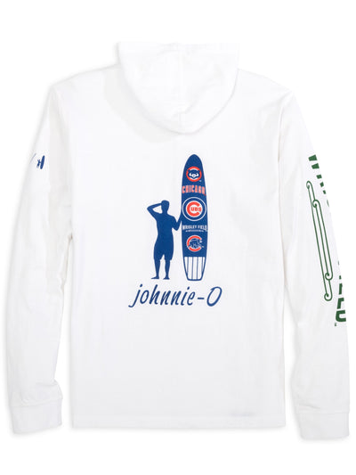 CHICAGO CUBS JOHNNIE O MEN'S WRIGLEY FIELD WHITE EDDIE HOODED TEE
