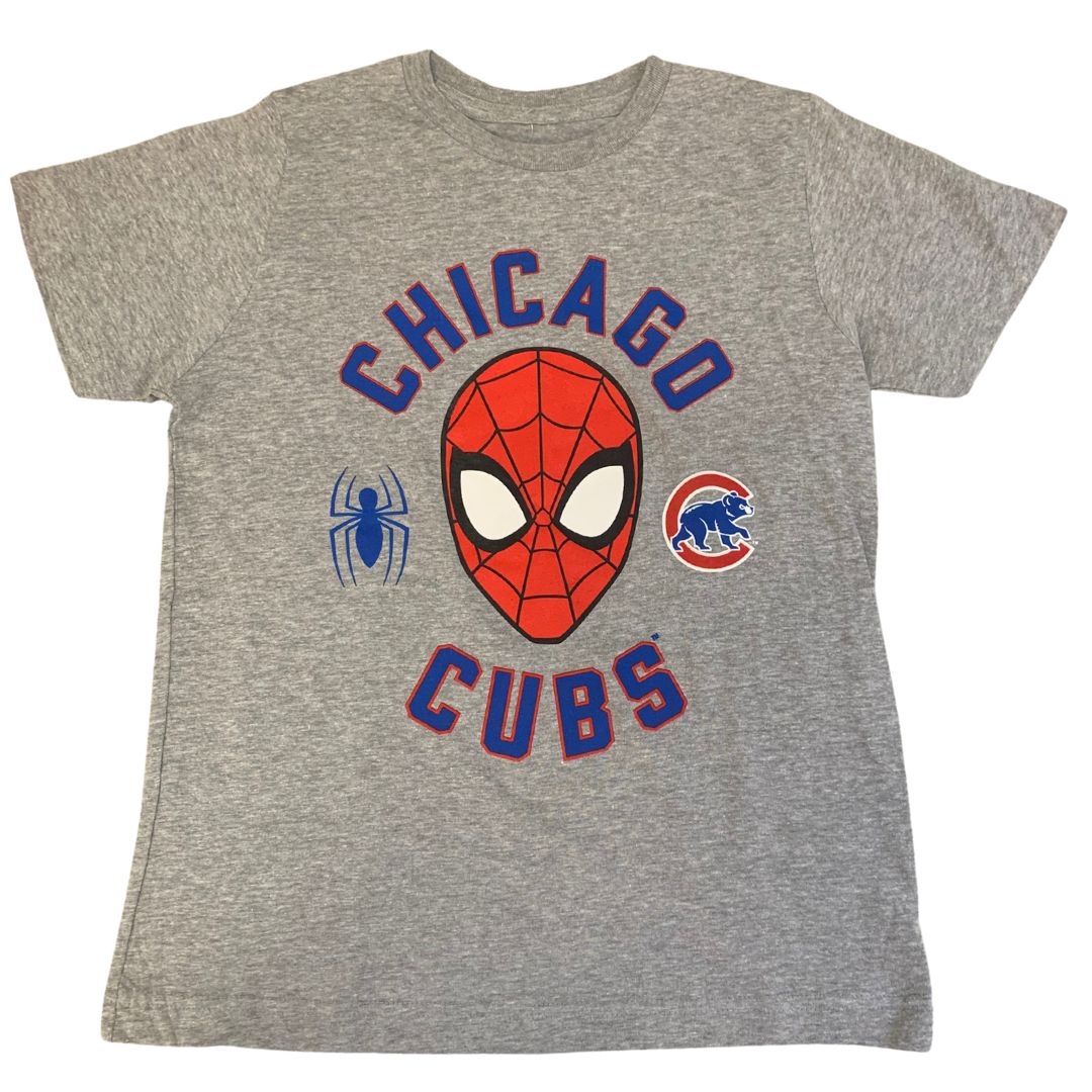 CHICAGO CUBS YOUTH SPIDER MAN GREY TEE
