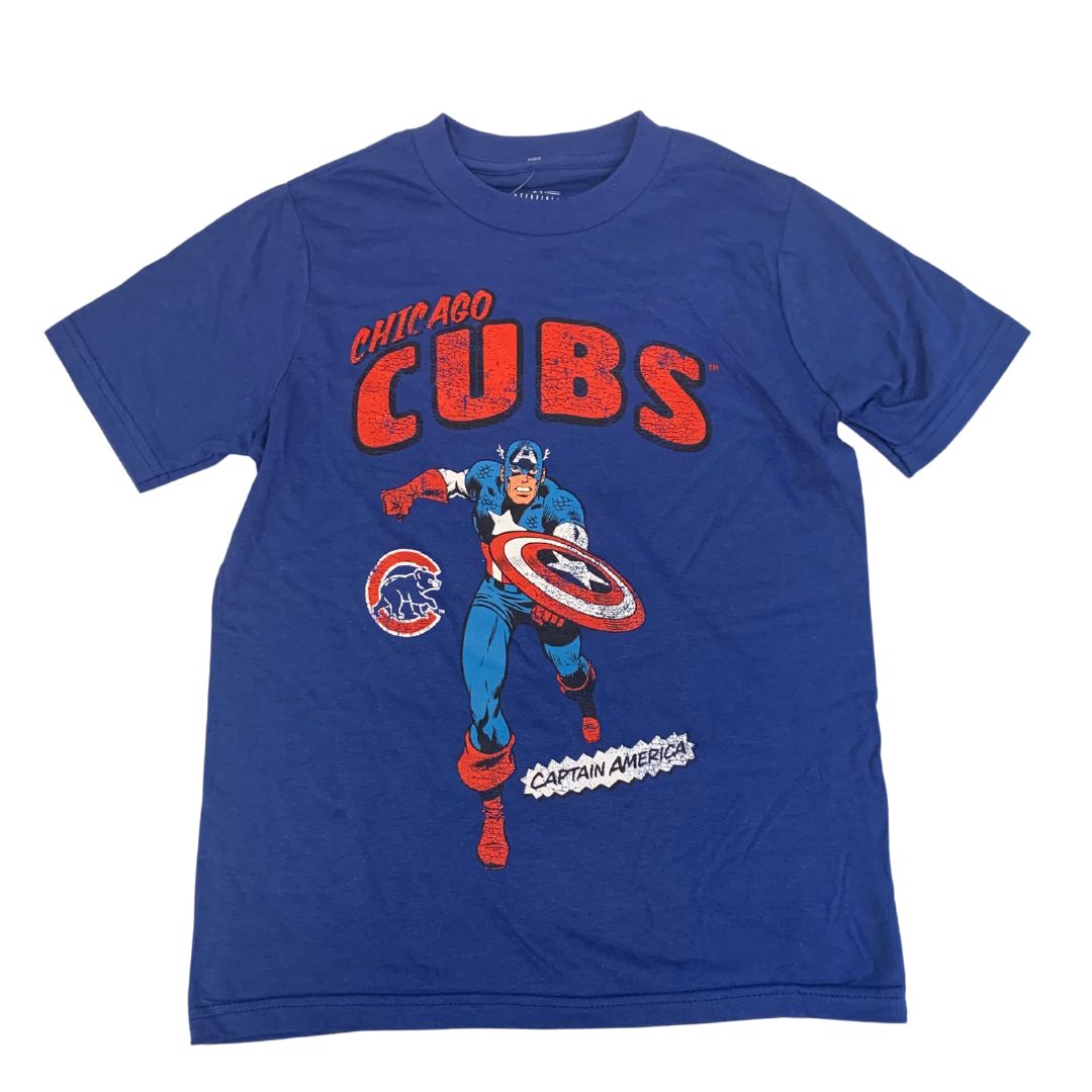 CHICAGO CUBS YOUTH CAPTAIN AMERICA BLUE TEE