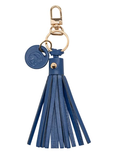 CHICAGO CUBS LUSSO WALKING BEAR BLUE LEATHER TASSEL KEYCHAIN