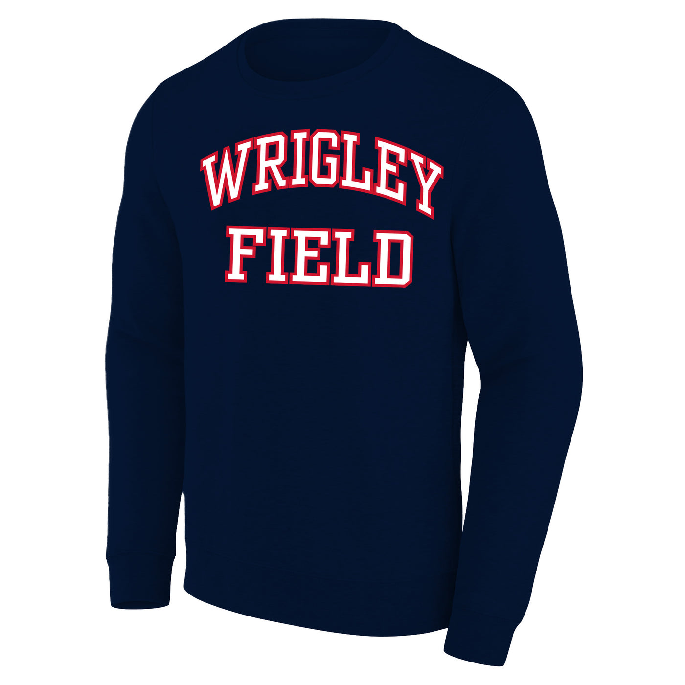 WRIGLEY FIELD BLOCK LETTER NAVY CREW NECK