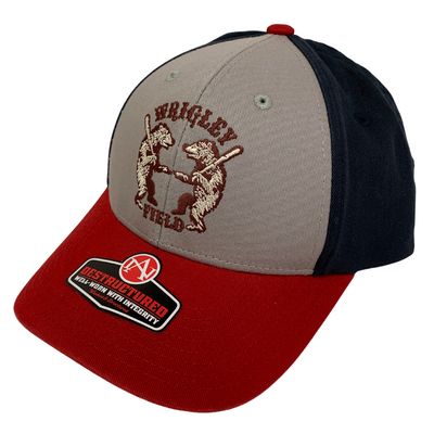 WRIGLEY FIELD AMERICAN NEEDLE EMBROIDERED BEAR ADJUSTABLE CAP