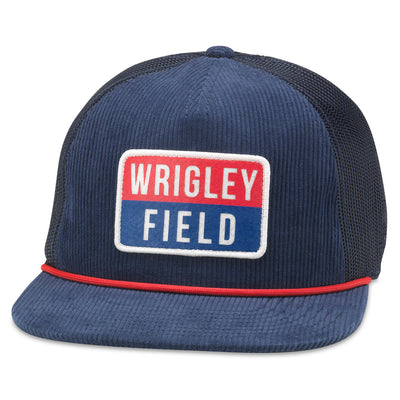 WRIGLEY FIELD AMERICAN NEEDLE PATCH NAVY CORDUROY TRUCKER CAP