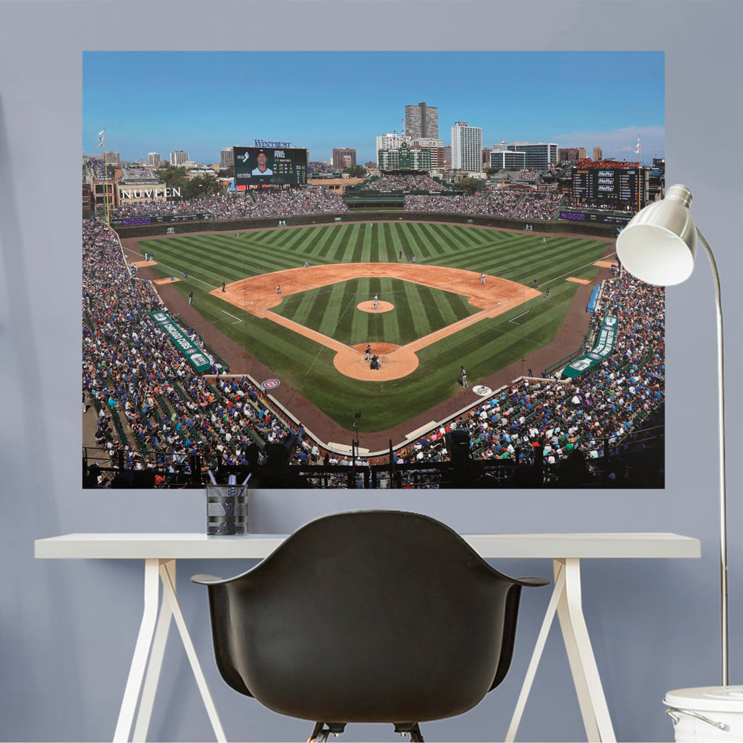 Behind Home Plate Mural - Peel & Stick Poster - Official MLB - Chicago Cubs - Reusable Vinyl Wall Decal Mural UNASSIGNED