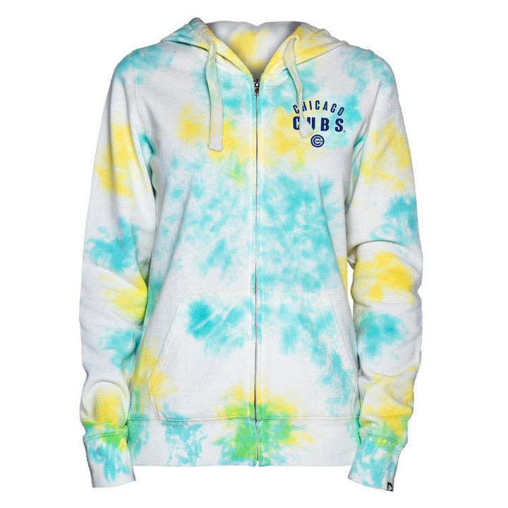 CHICAGO CUBS NEW ERA WOMEN'S TEAL AND YELLOW TIE DYE HOODIE Sweatshirts & Hoodies NEW ERA CAP COMPANY INC