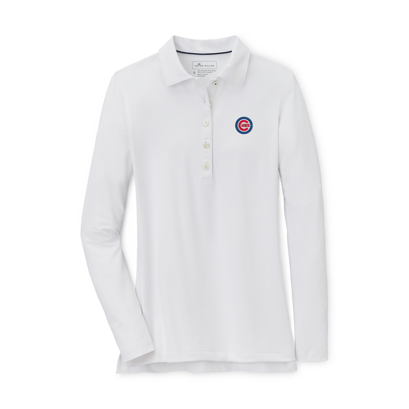 CHICAGO CUBS PETER MILLAR WOMEN'S WHITE LONG SLEEVE POLO