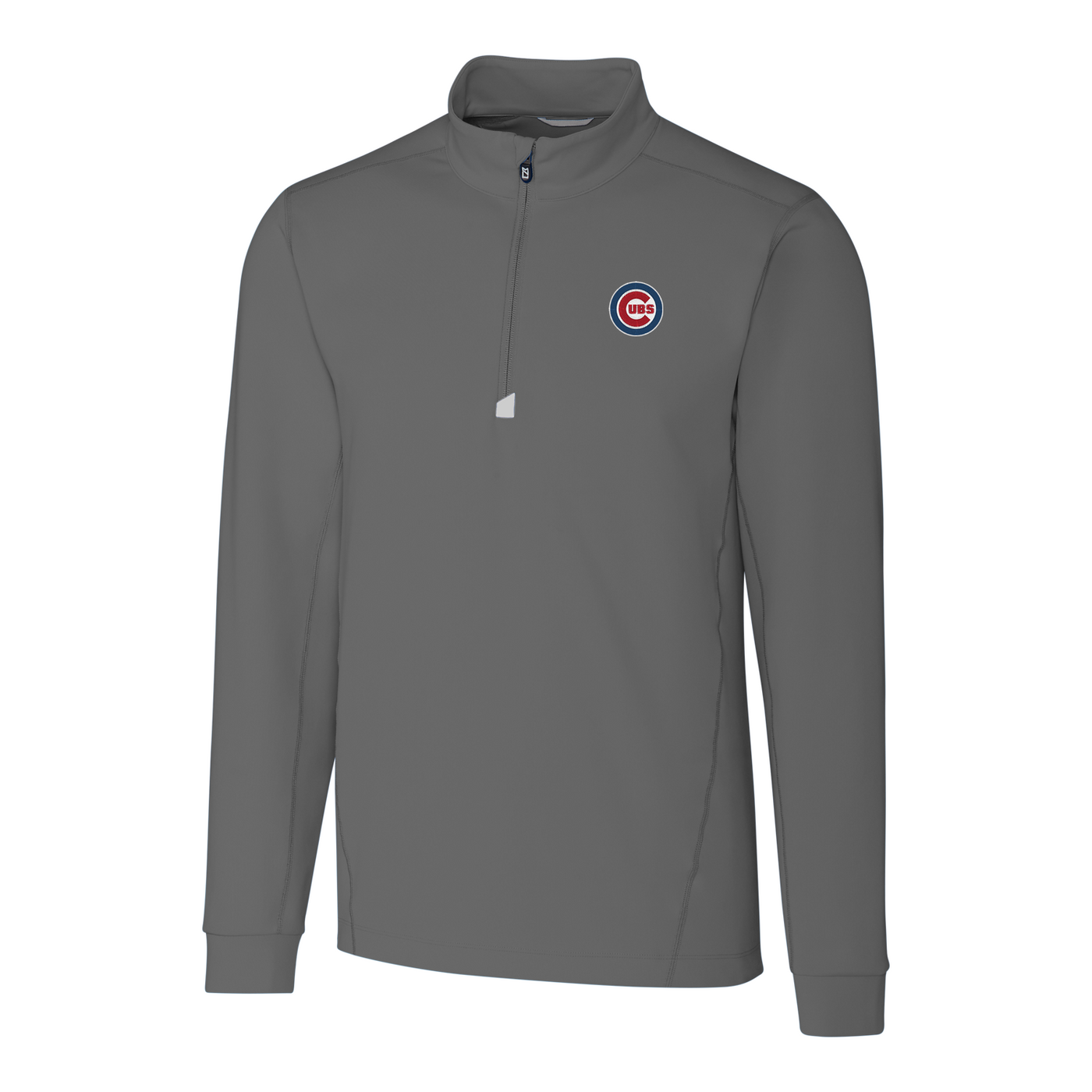 CHICAGO CUBS CUTTER & BUCK MEN'S TRAVERSE GRAY PARTIAL ZIP