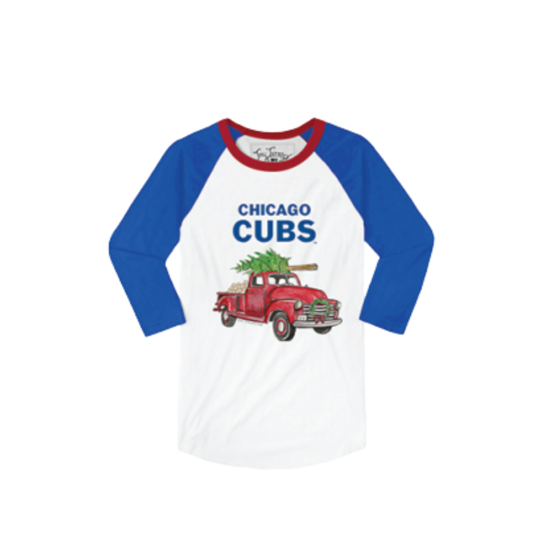 CHICAGO CUBS TINY TURNIP INFANT RAGLAN RED TRUCK TEE