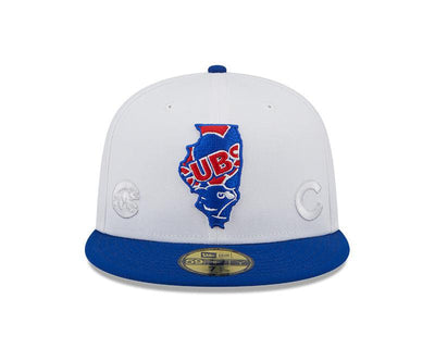 CHICAGO CUBS NEW ERA ILLINOIS WHITE AND ROYAL 59FIFTY FITTED CAP
