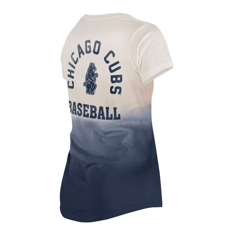 CHICAGO CUBS NEW ERA WOMEN'S 1996 AND 1914 BLUE AND WHITE GRADIENT VNECK TEE