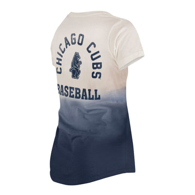 CHICAGO CUBS NEW ERA WOMEN'S 1996 AND 1914 BLUE AND WHITE GRADIENT VNECK TEE