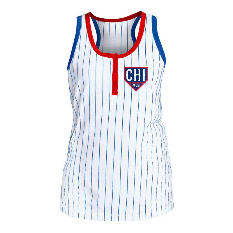 CHICAGO CUBS NEW ERA WOMEN'S GAMEDAY PINSTRIPE TANK