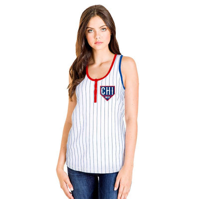 CHICAGO CUBS NEW ERA WOMEN'S GAMEDAY PINSTRIPE TANK
