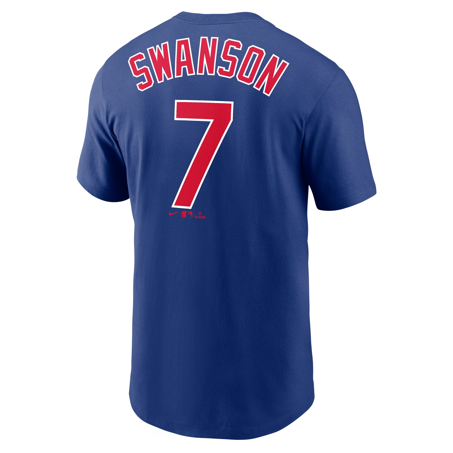Men's Nike Dansby Swanson Royal Chicago Cubs Name and Number T-Shirt