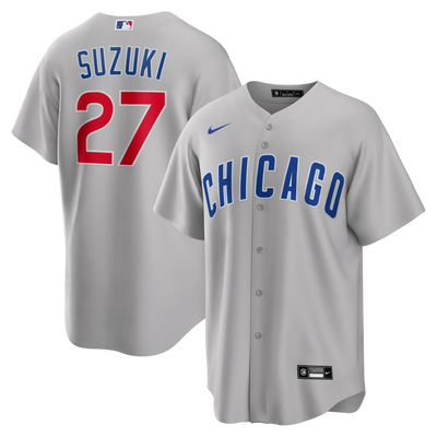 CHICAGO CUBS NIKE MEN'S SEIYA SUZUKI ROAD GRAY JERSEY