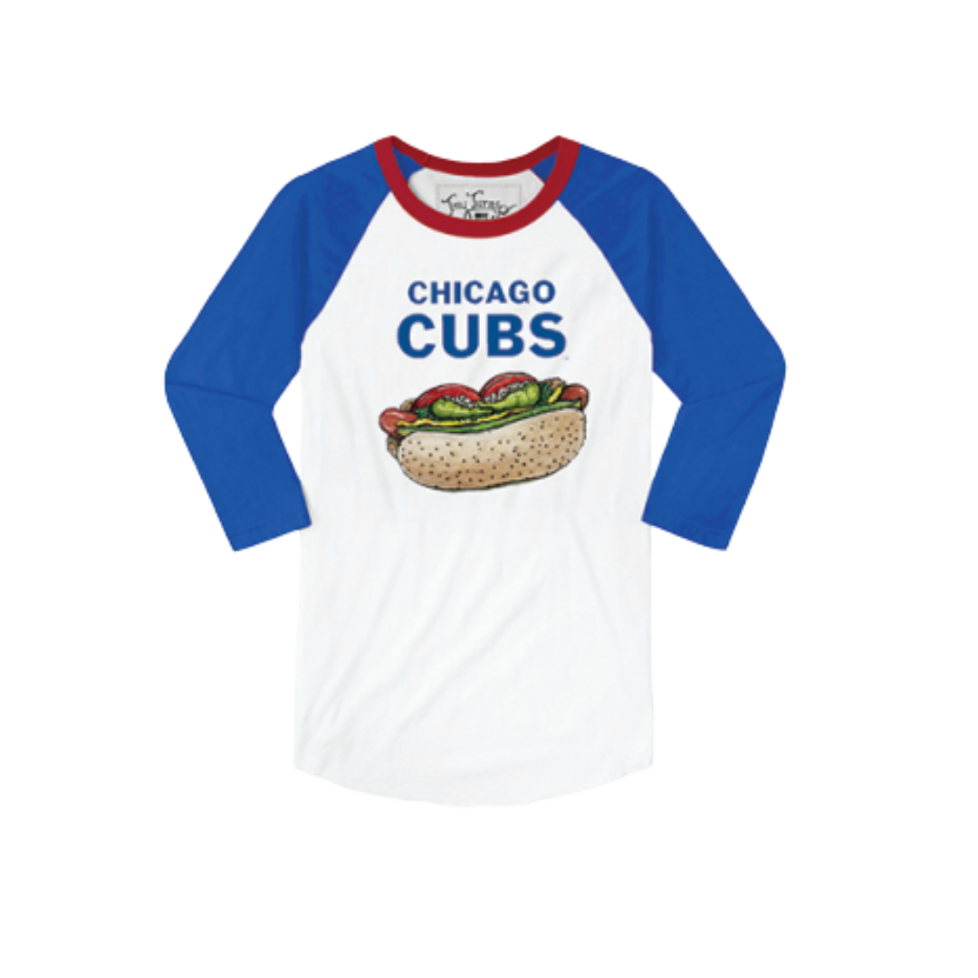 CHICAGO CUBS TINY TURNIP WOMEN'S RAGLAN HOT DOG TEE