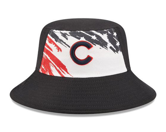 CHICAGO CUBS NEW ERA RED WHITE AND BLUE BUCKET CAP