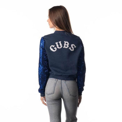 CHICAGO CUBS THE WILD COLLECTIVE WOMEN'S 1914 SEQUIN ZIP UP SWEATSHIRT