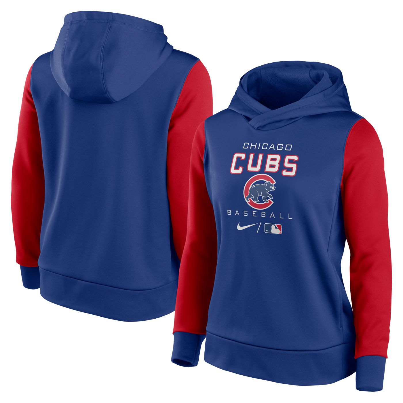 CHICAGO CUBS NIKE WOMEN'S RED AND BLUE FLEECE HOODIE