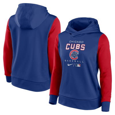 CHICAGO CUBS NIKE WOMEN'S RED AND BLUE FLEECE HOODIE