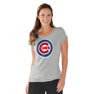 CHICAGO CUBS GIII WOMEN'S GRAY ENDZONE TEE