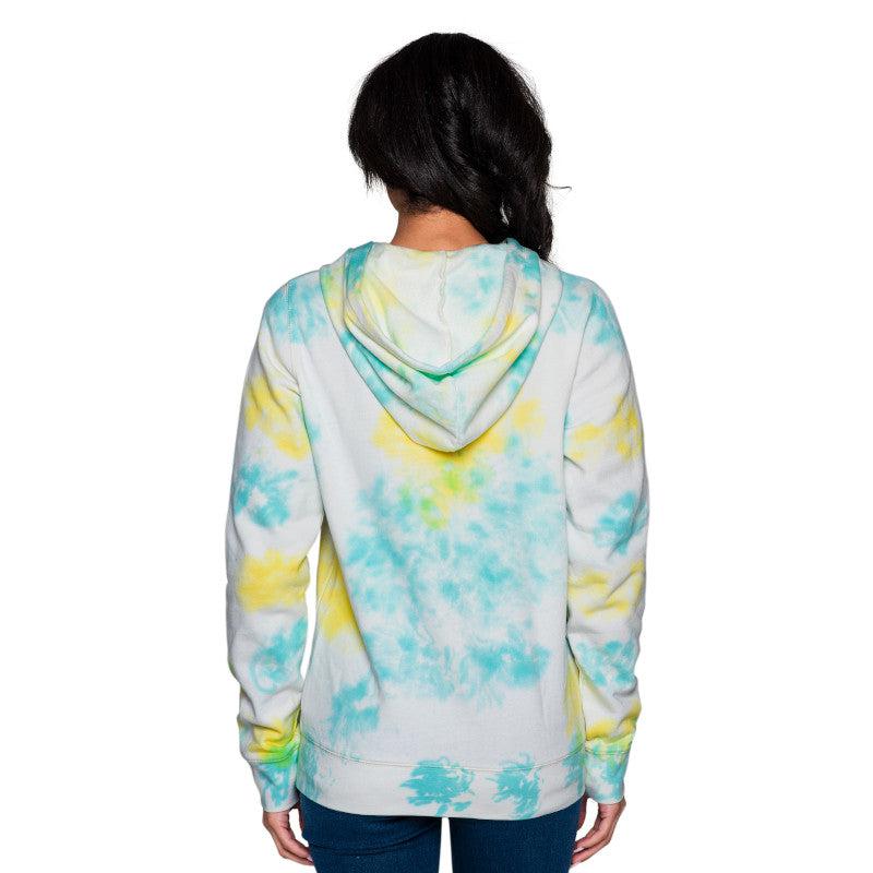 CHICAGO CUBS WOMEN'S TEAL AND YELLOW TIE DYE HOODIE - Ivy Shop