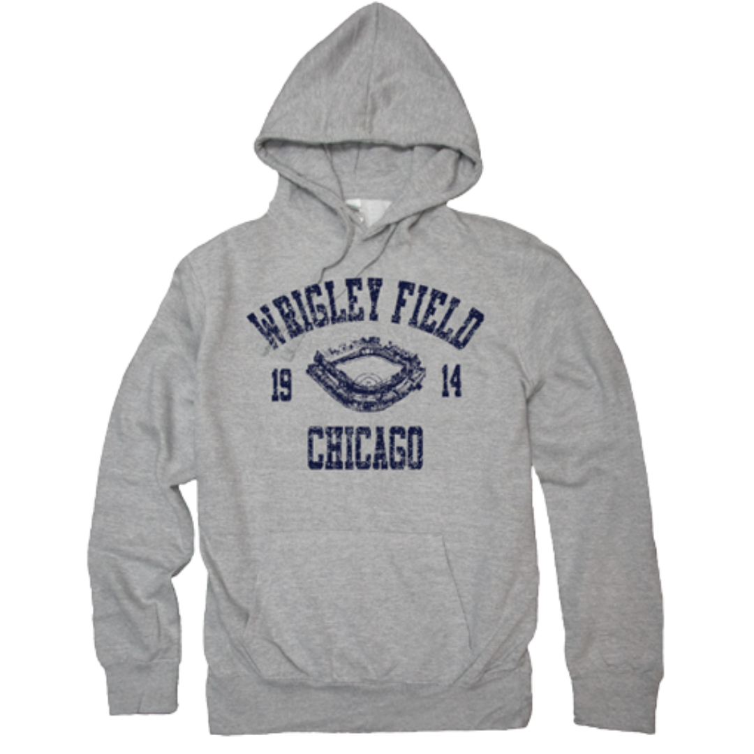 WRIGLEY FIELD OUTLINE HEATHER GRAY HOODIE
