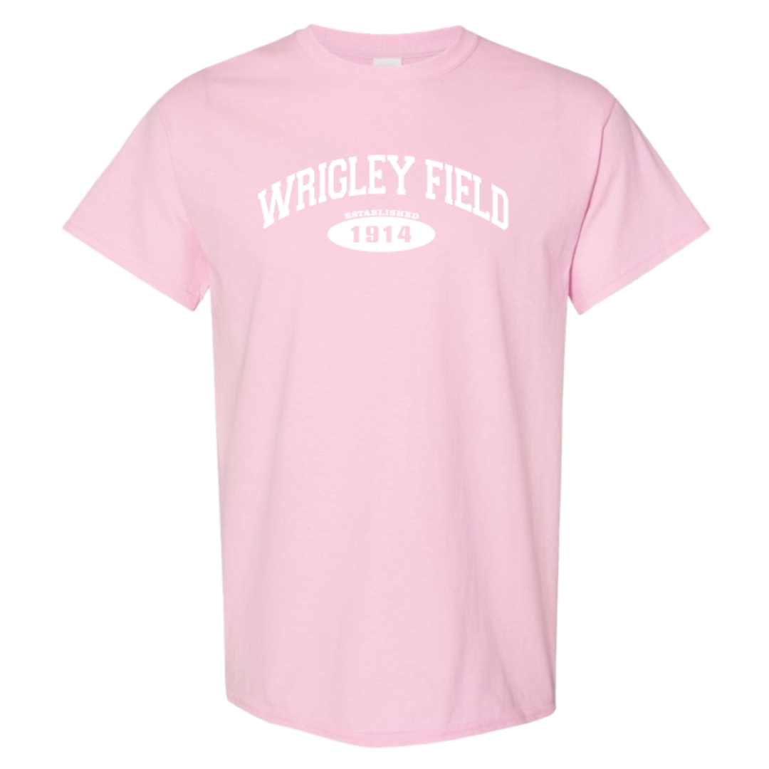 WRIGLEY FIELD PINK TEE Short Sleeve Tees ART FLO SHIRT & LETTERING